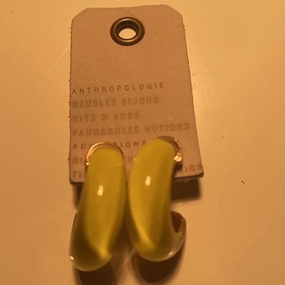 Anthropologie Glass Hoop Earrings in Yellow ! NWT Sold Out on Anthro!! 💖… - Picture 11 of 11